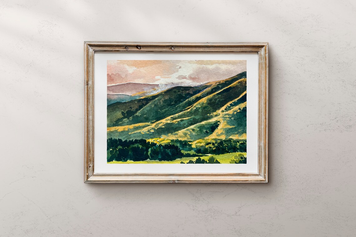 Great Smoky National Park Watercolor Landscape Art Print