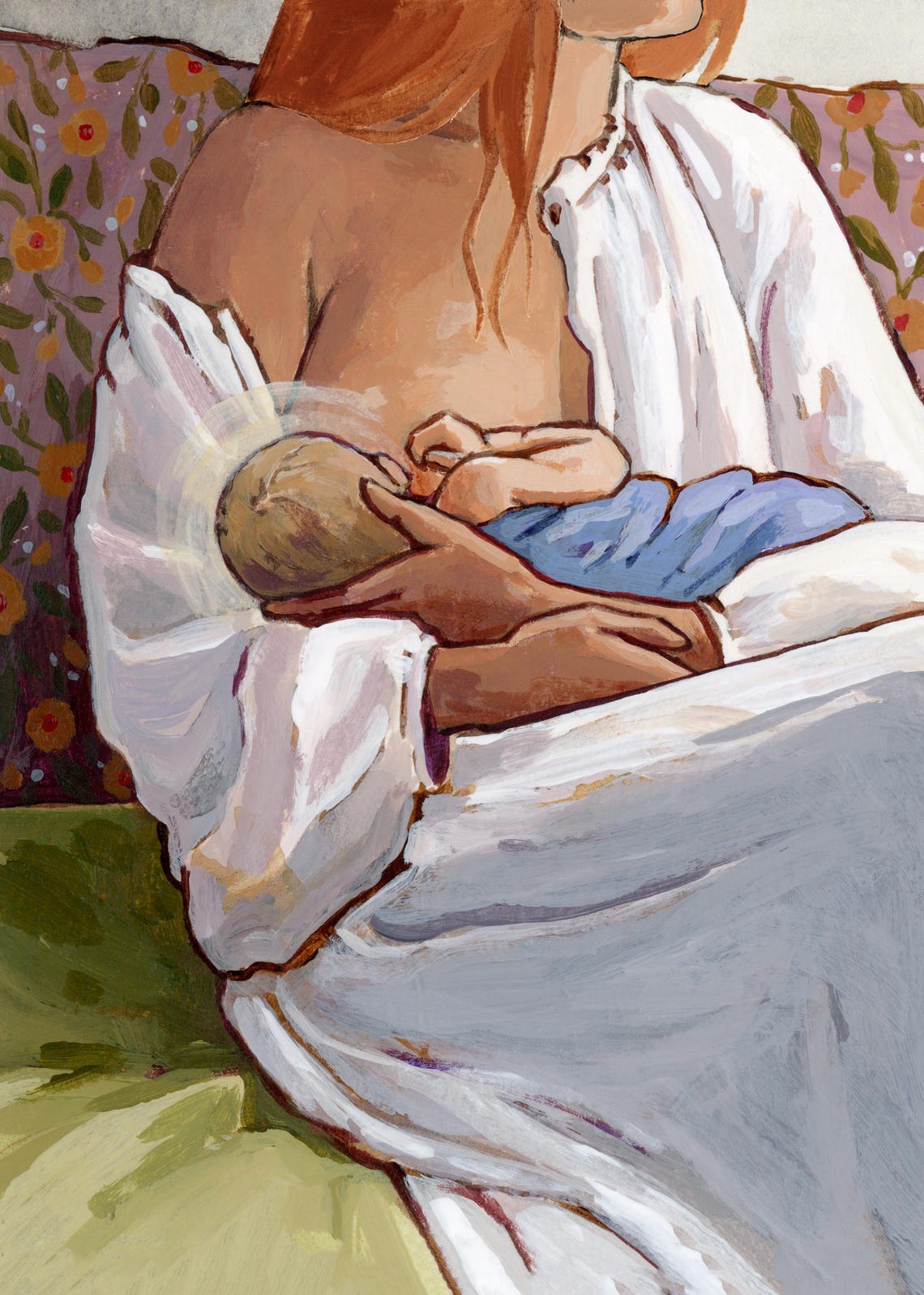 Bonded Breastfeeding Painting, Motherhood Art Print - Image 2