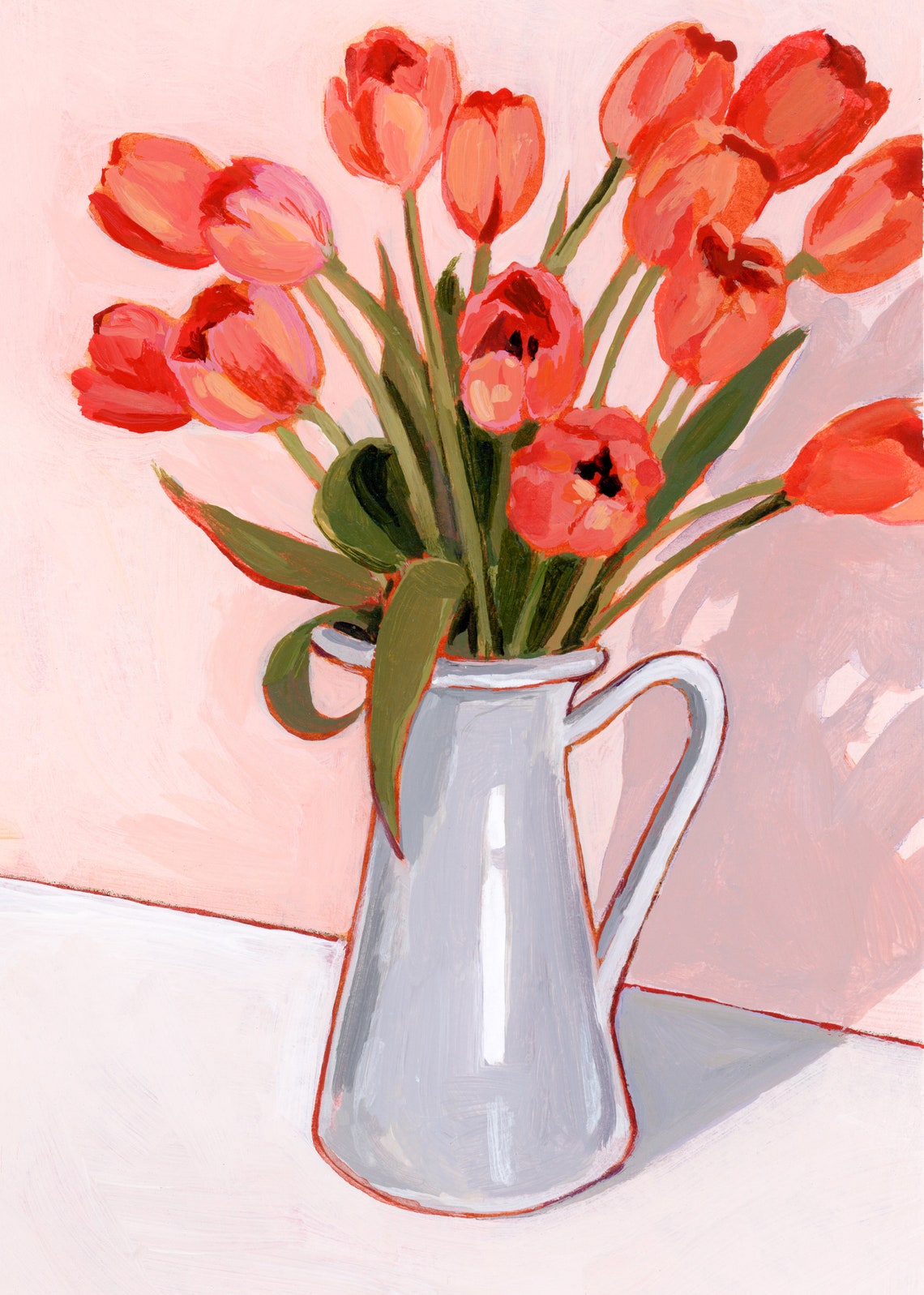 Spring Tulips in Vase, Floral Bouquet Art Print - Image 2