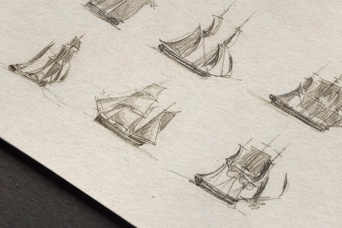 Vintage Ship Sketch Nautical Nursery Art Print - Image 2