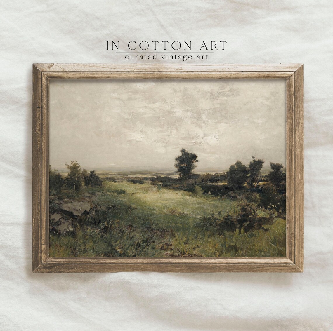 Vintage Green Valley Landscape, Farmhouse Art Print - Image 3