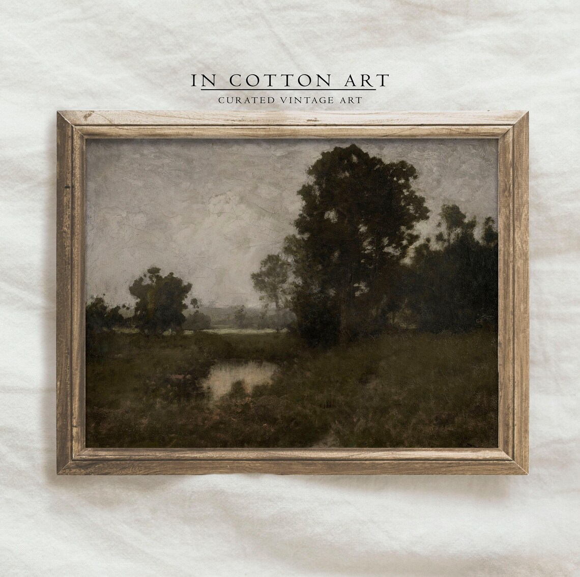 Dark Green Landscape Vintage Moody Art Print - Image 4