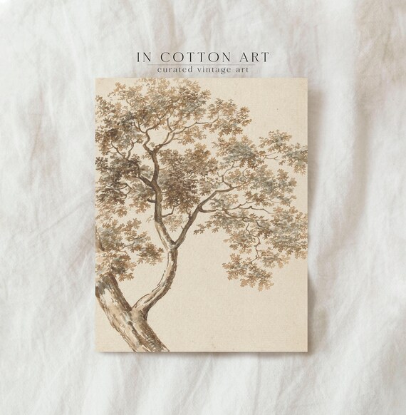 Vintage Rustic Tree Drawing Art Print
