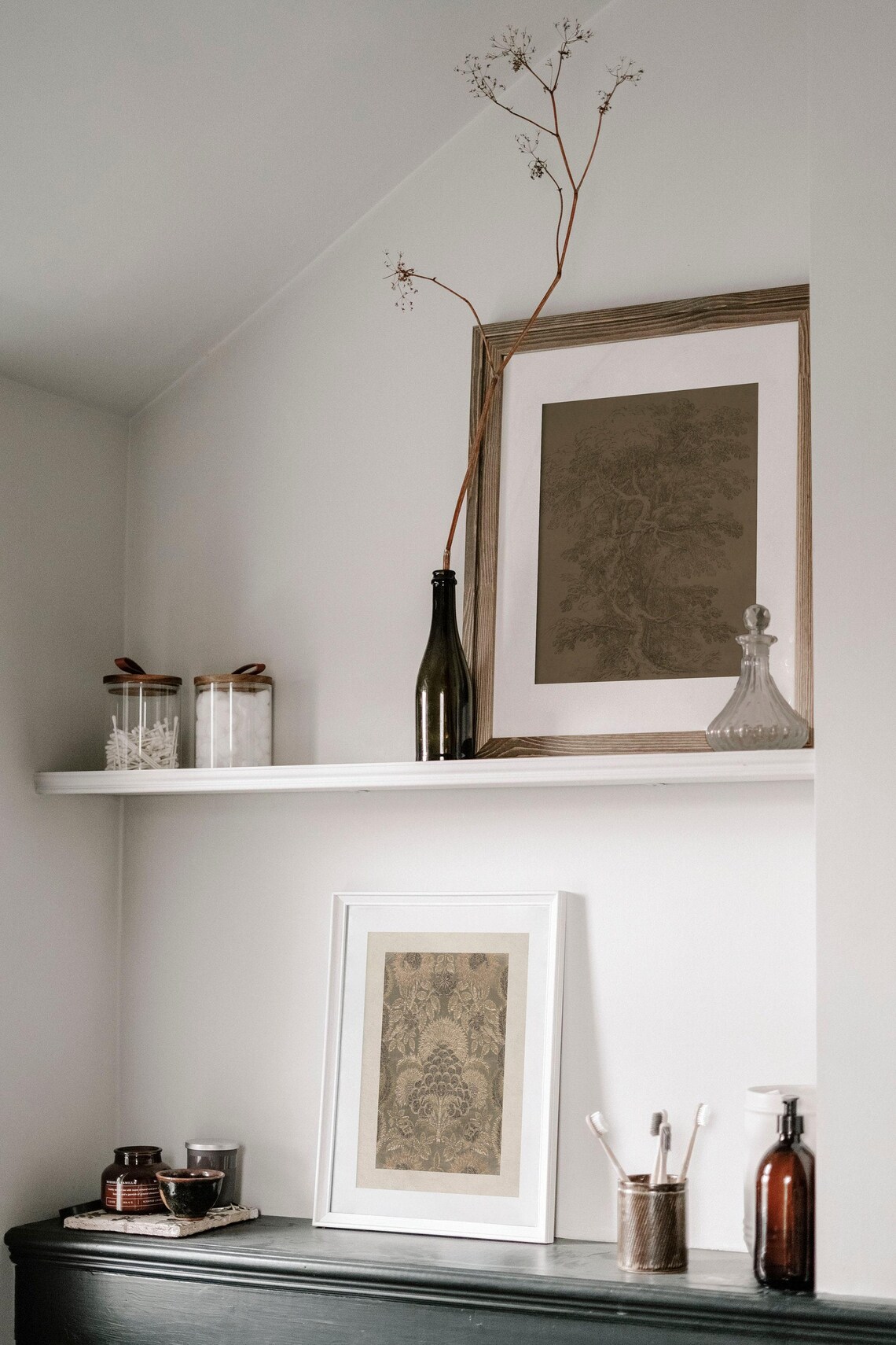 Moody Neutral Tree Sketch, Vintage Art Print - Image 3
