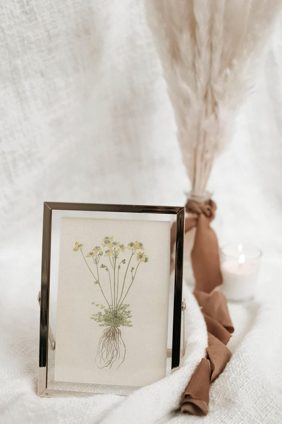 Antique Yellow Wildflower Botanical Roots Illustration Art Print - Image 2