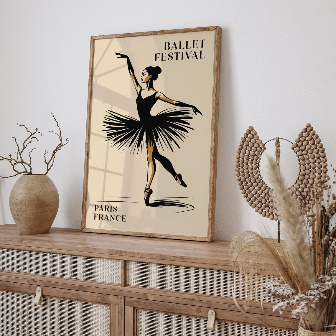 Ballet Festival Paris France Black Tutu Ballerina Silhouette Poster - Image 3
