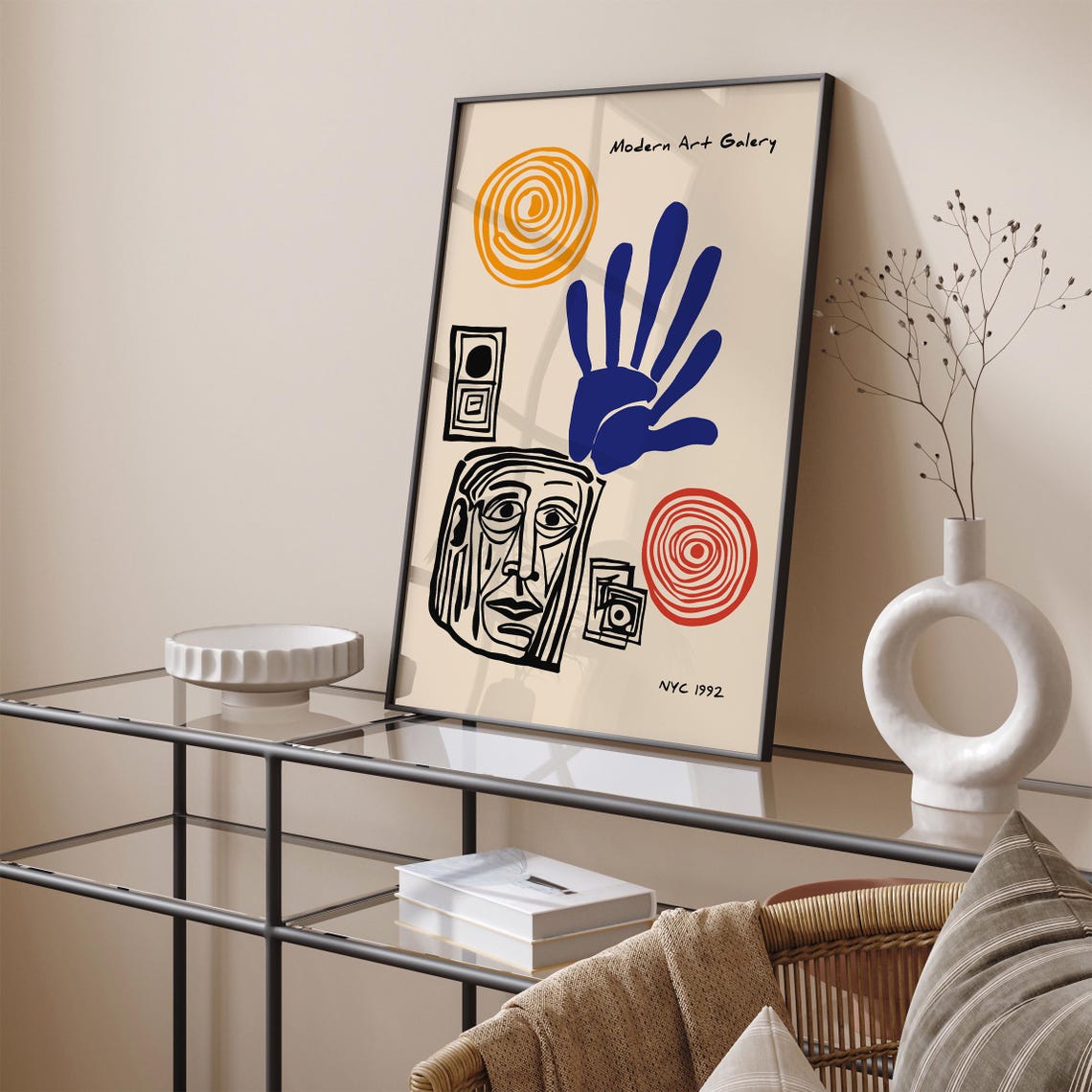 1992 NYC Modern Art Gallery Exhibition Poster with Cubist Doodles - Image 4