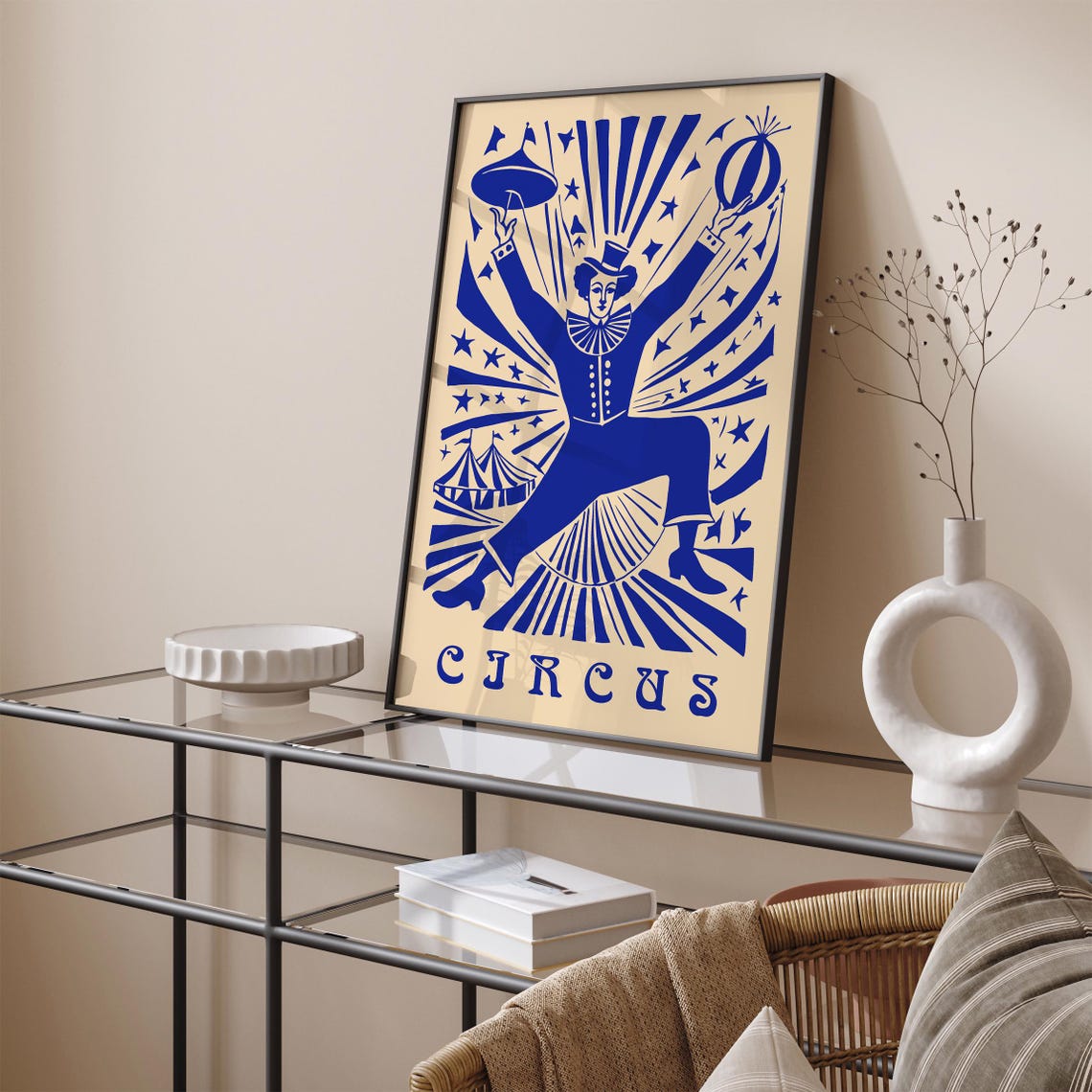 Circus Blue Juggler Performer Stars Retro Carnival Decorative Poster - Image 5