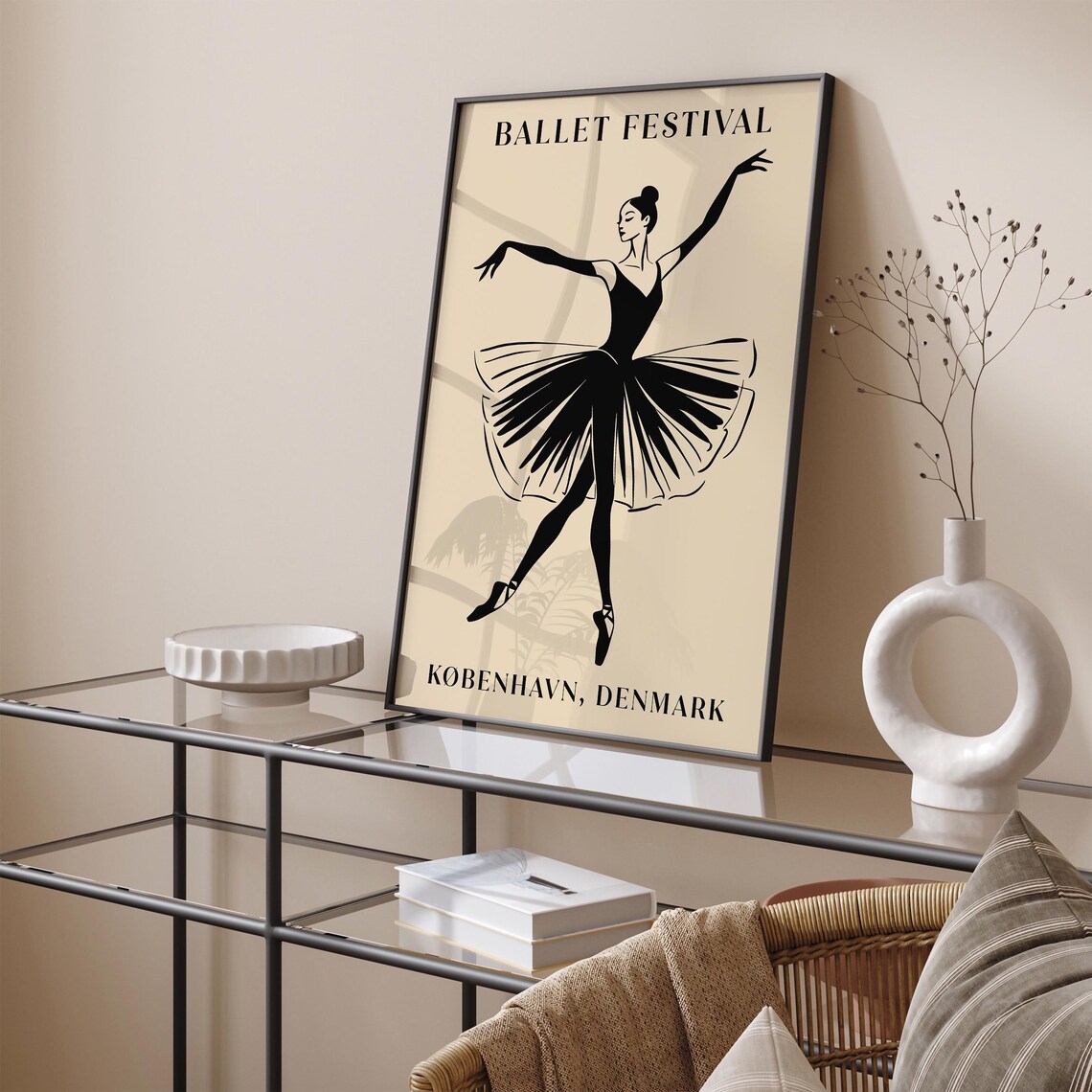 Ballet Festival Copenhagen Denmark Black Ballerina Silhouette Poster - Image 3