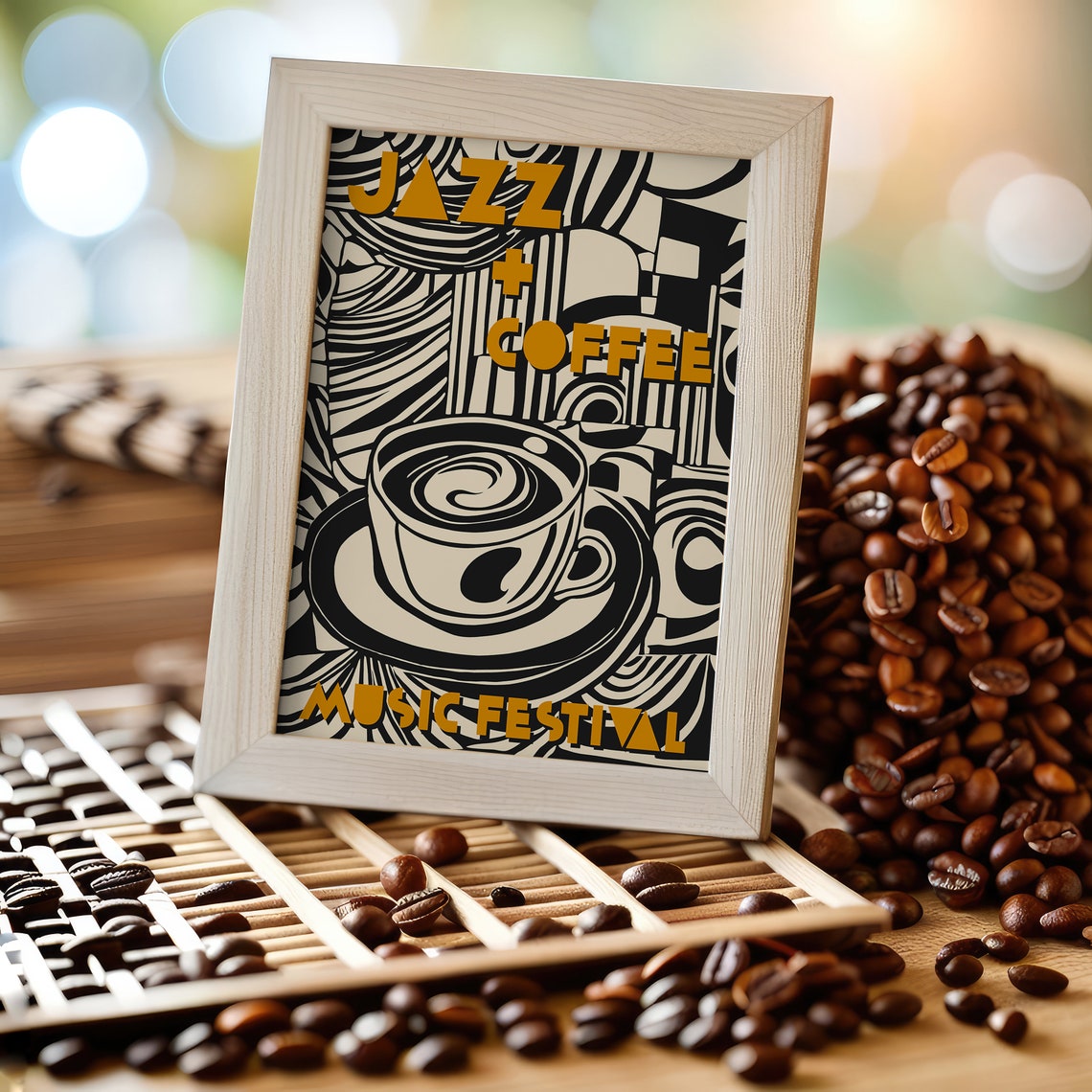 Jazz and Coffee Music Festival Abstract Cup Modern Art Poster - Image 4