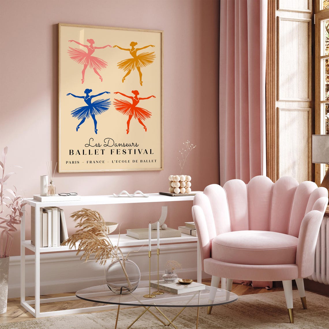 Les Danseurs Paris Ballet Festival Four Colorful Ballerinas Poster - Image 2