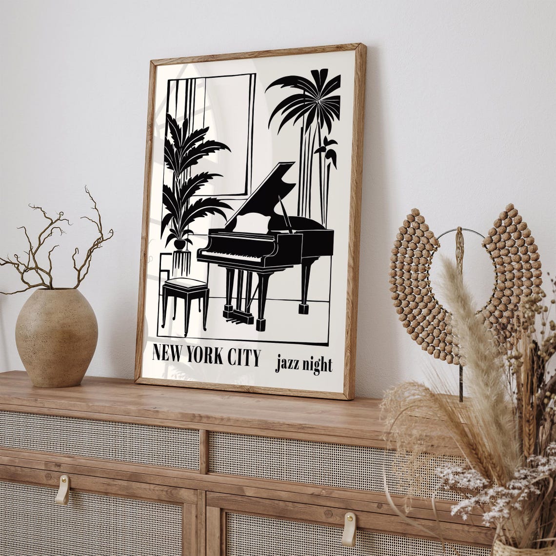 Jazz Music Festival Poster Black And White Wall Art Piano Illustration Music Wall Art Music Poster Airbnb Wall Decor Trendy Art Print - Image 2
