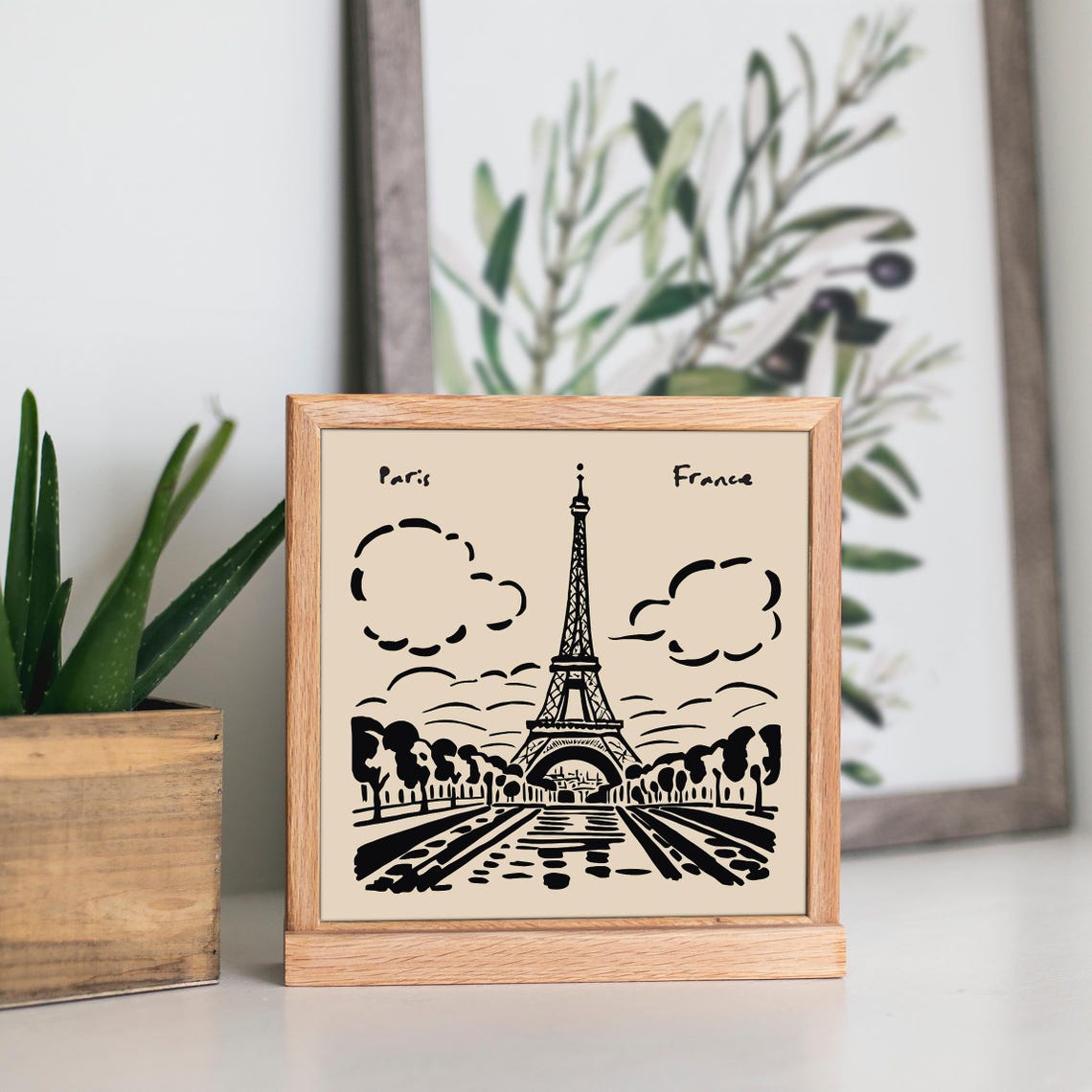 Paris Eiffel Tower Black Ink Sketch French Landmark Art Poster - Image 5