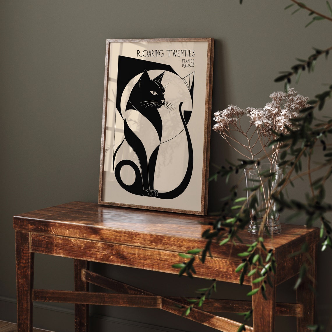 Roaring Twenties France 1920s Black Cat Art Deco Style Poster - Image 5