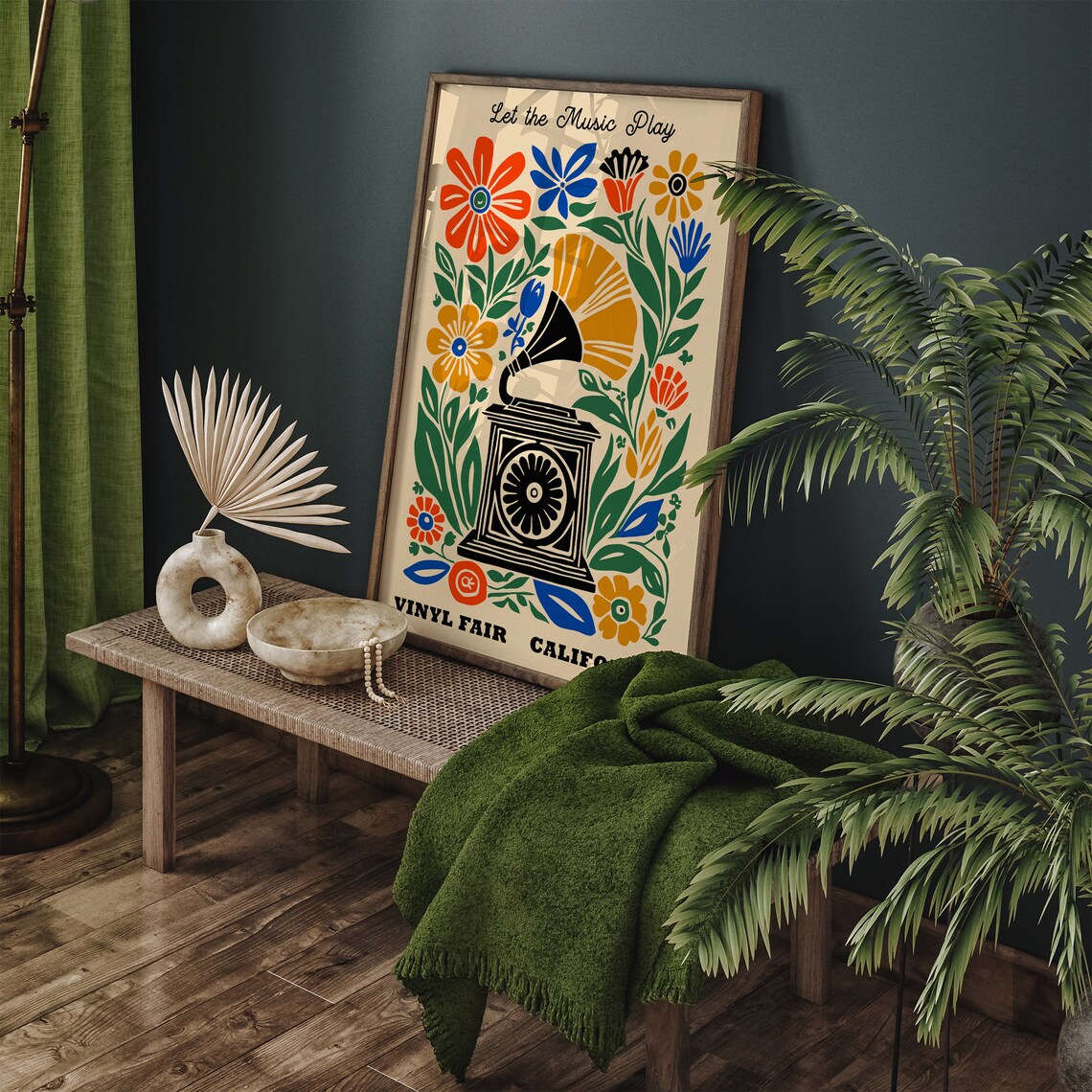 Let the Music Play Vinyl Fair California Folk Gramophone Poster - Image 4