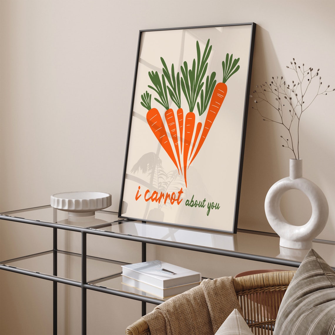 I Carrot About You Pun Poster with Playful Carrot Illustration - Image 2