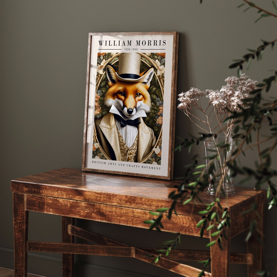 William Morris Fox Top Hat Victorian Gentleman Animal Poster - Image 5