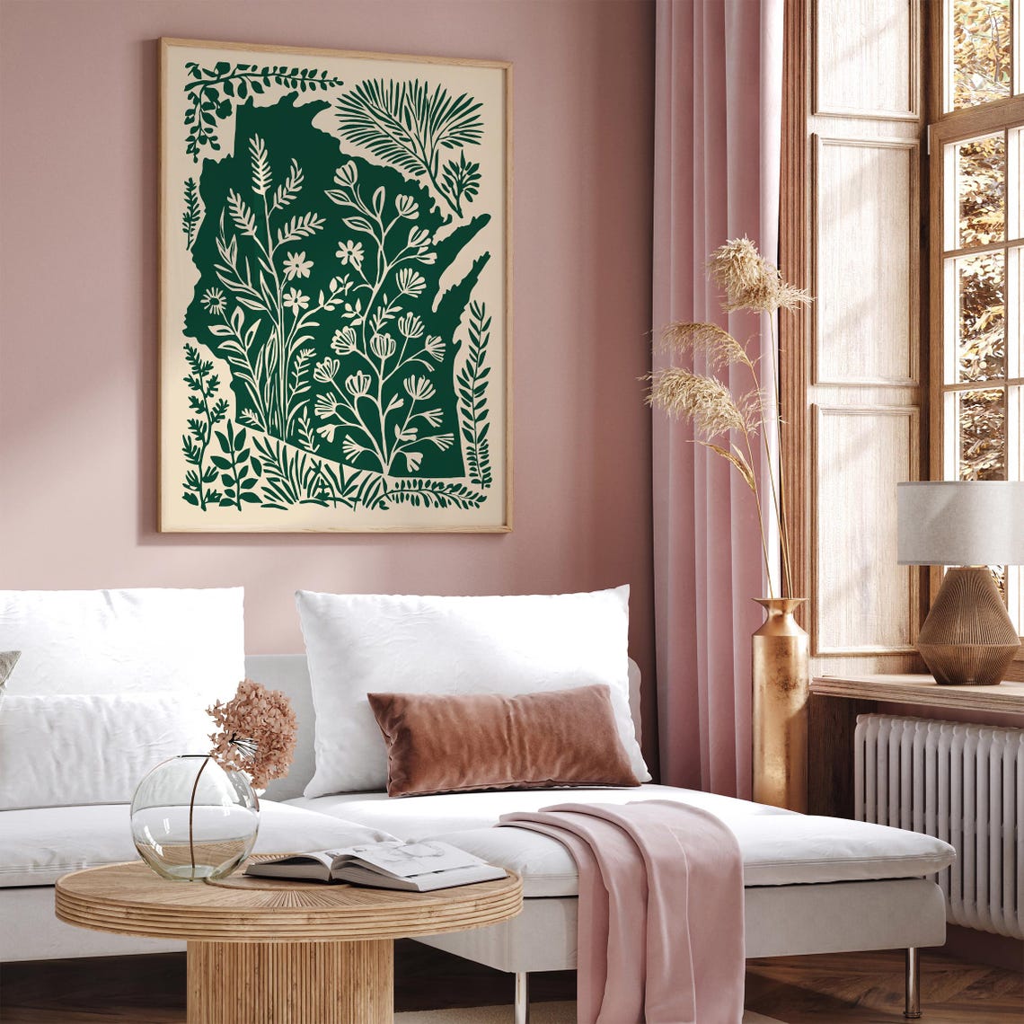 Wisconsin State Map Botanical Wildflowers Green Nature Art Print - Image 3
