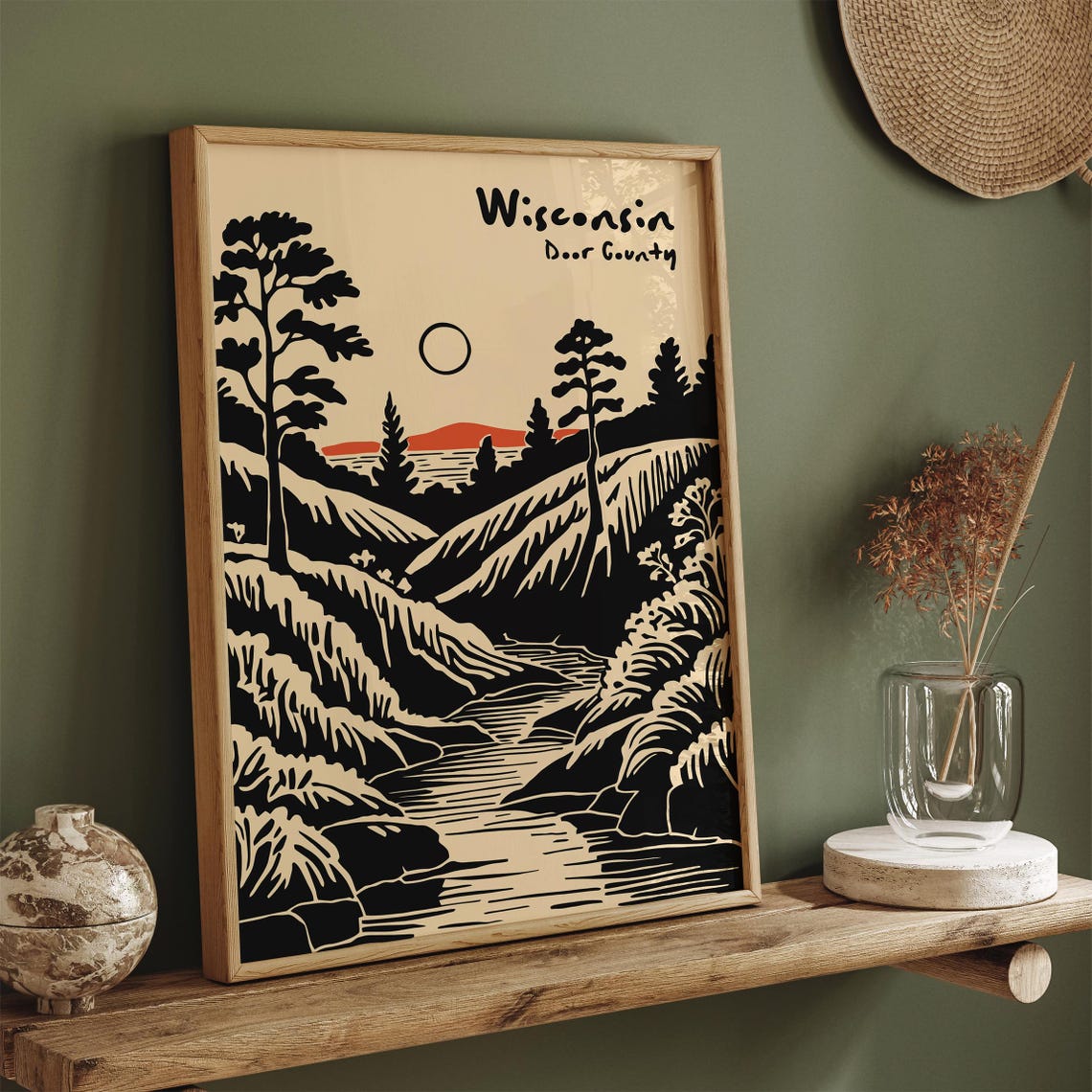 Wisconsin Door County Forest River Sunset Rustic Nature Poster