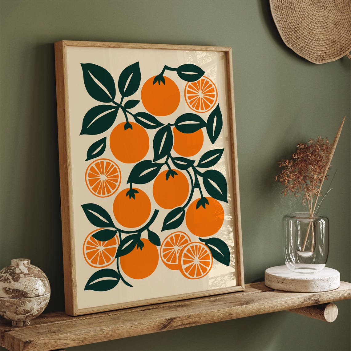Orange Branch Citrus Fruit Mid Century Modern Kitchen Art Poster - Image 2