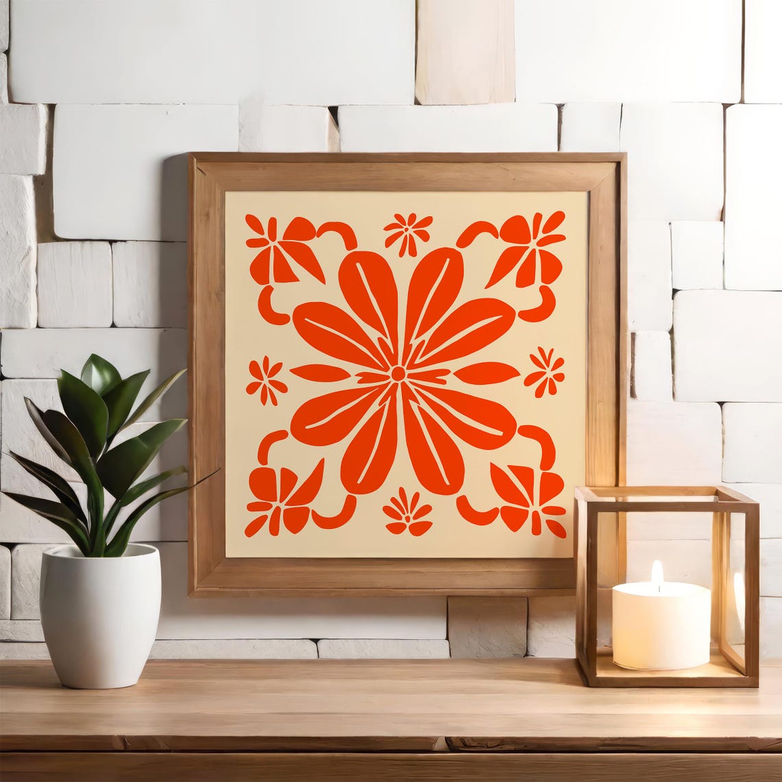 Matisse Style Red Floral Cutouts Modern Botanical Art Poster - Image 6