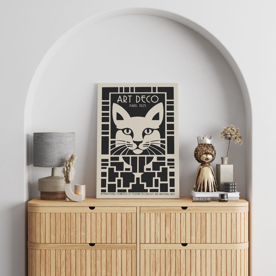Art Deco Paris 1925 Stylized Geometric Black Cat Exhibition Poster - Image 3