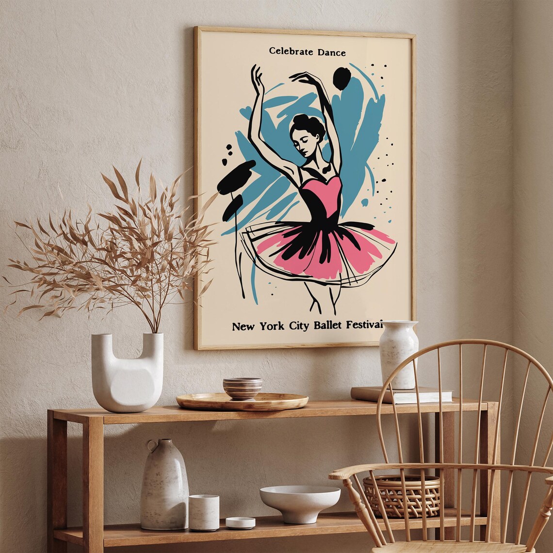 New York City Ballet Festival Poster with Pink Ballerina Art - Image 2