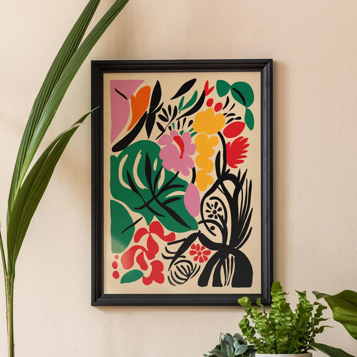 Colorful Matisse Inspired Floral Cutouts Botanical Art Poster