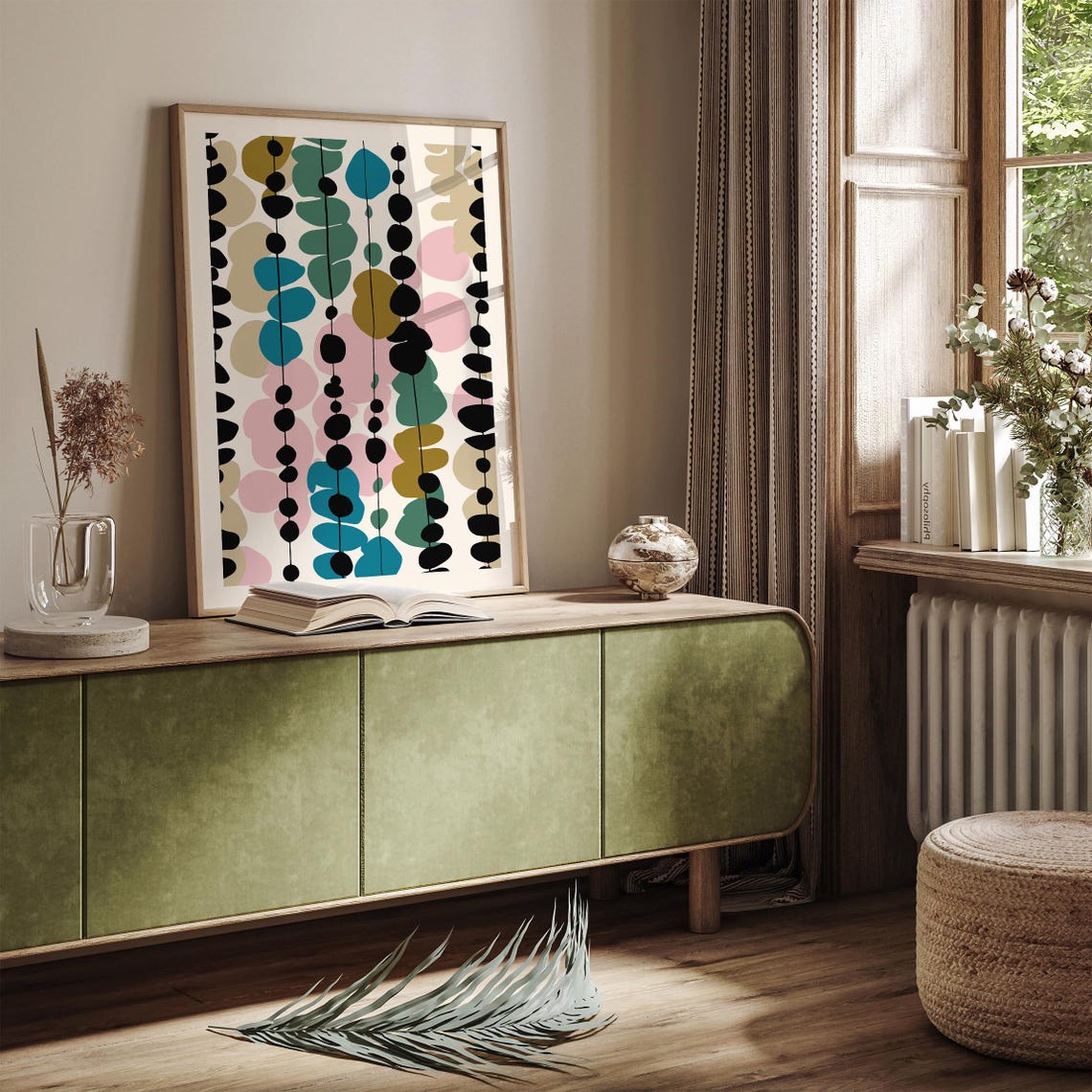 Abstract Hanging Beads Pastel Mid Century Modern Decor Poster - Image 4