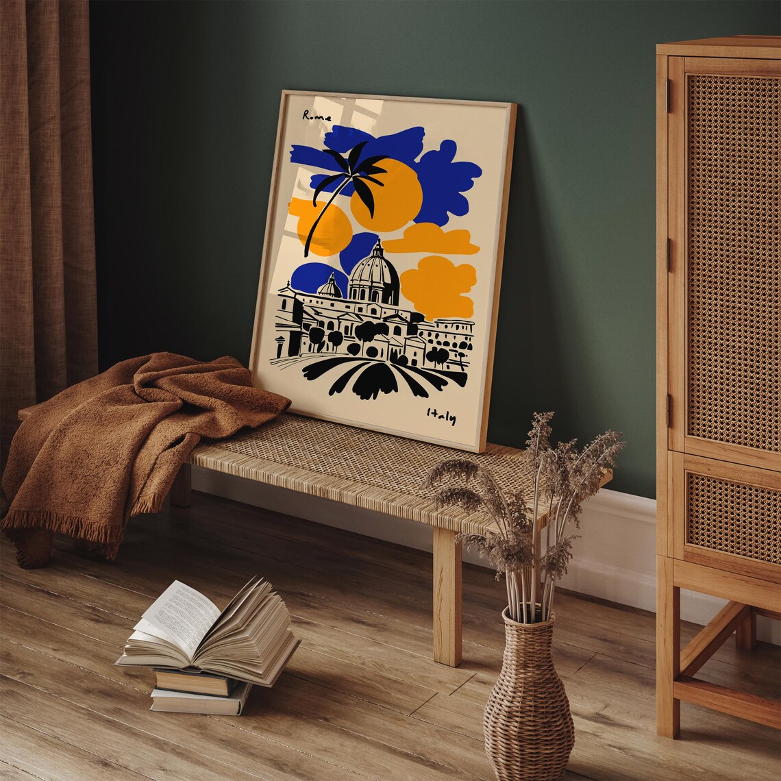 Rome Italy Saint Peters Basilica Blue Orange Sky Travel Poster - Image 6