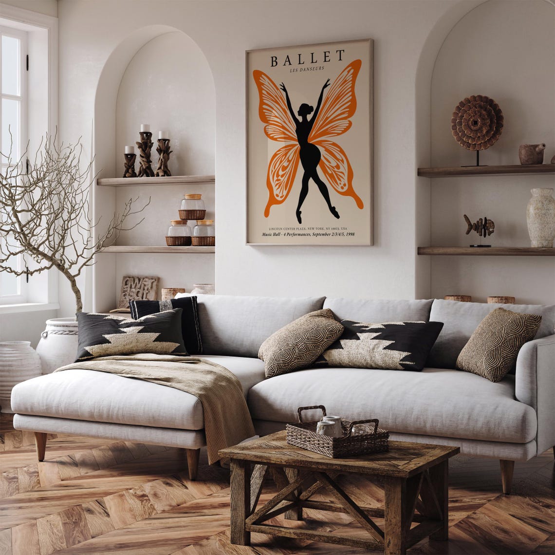 Ballet Performances Art Print With Orange Butterfly Dancer Elegant Ballerina Wall Decor Unique Dance Studio Artwork Ballet Lover Gift - Image 4