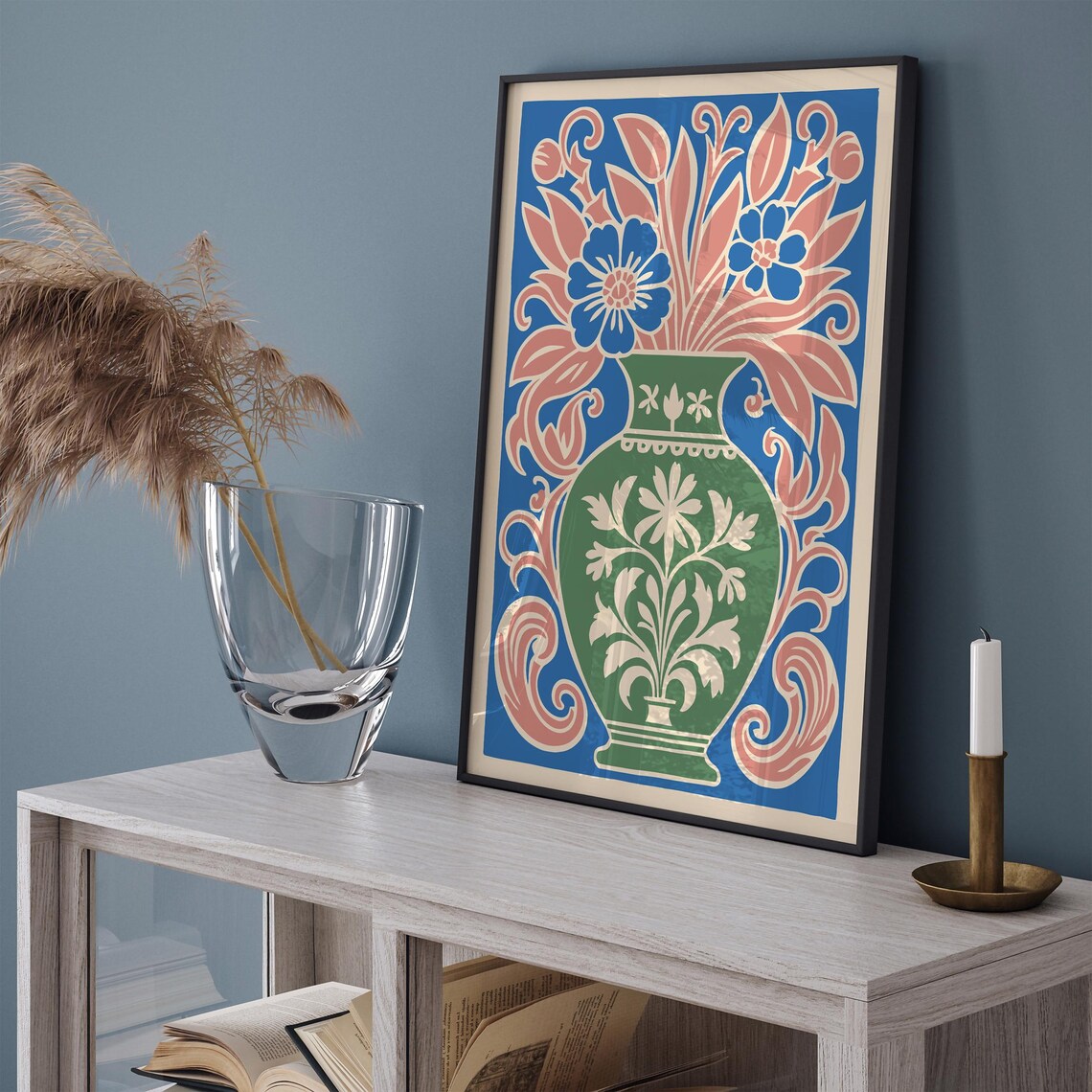 Sweet Charming Pastel Floral Bouquet In Green Vase Retro Poster - Image 2