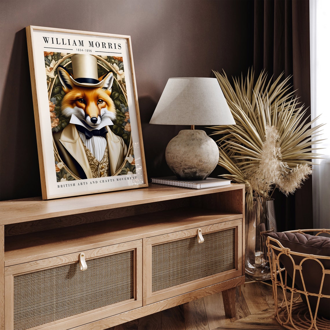 William Morris Fox Top Hat Victorian Gentleman Animal Poster - Image 2