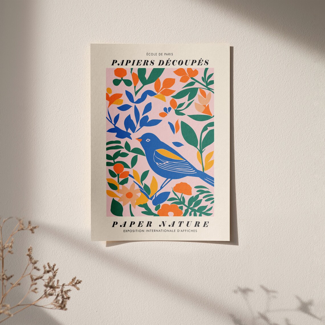 Papiers Decoupes Ecole de Paris Blue Bird Floral Nature Poster - Image 5