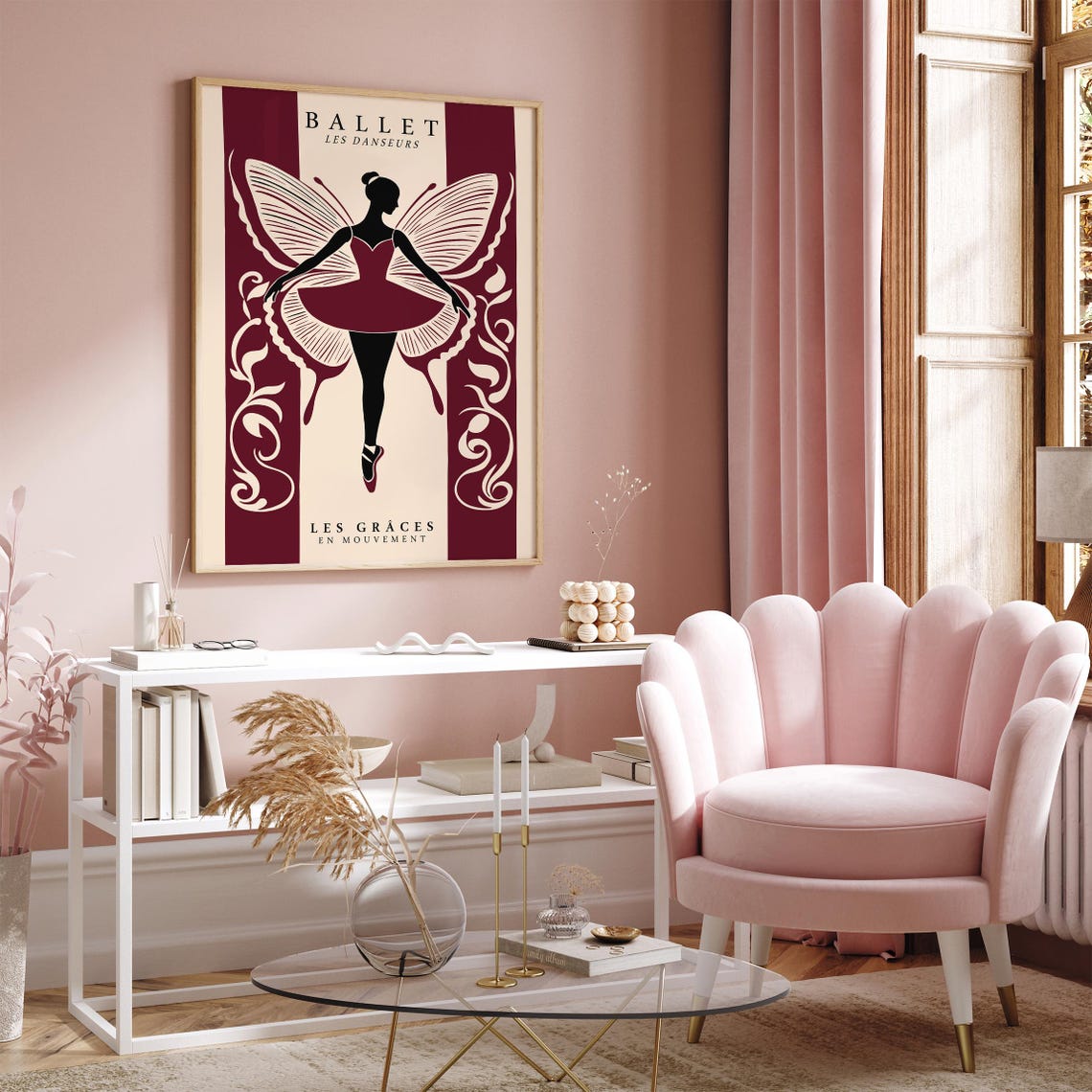 Ballet Les Danseurs Burgundy Butterfly Tutu Ballerina Poster - Image 2
