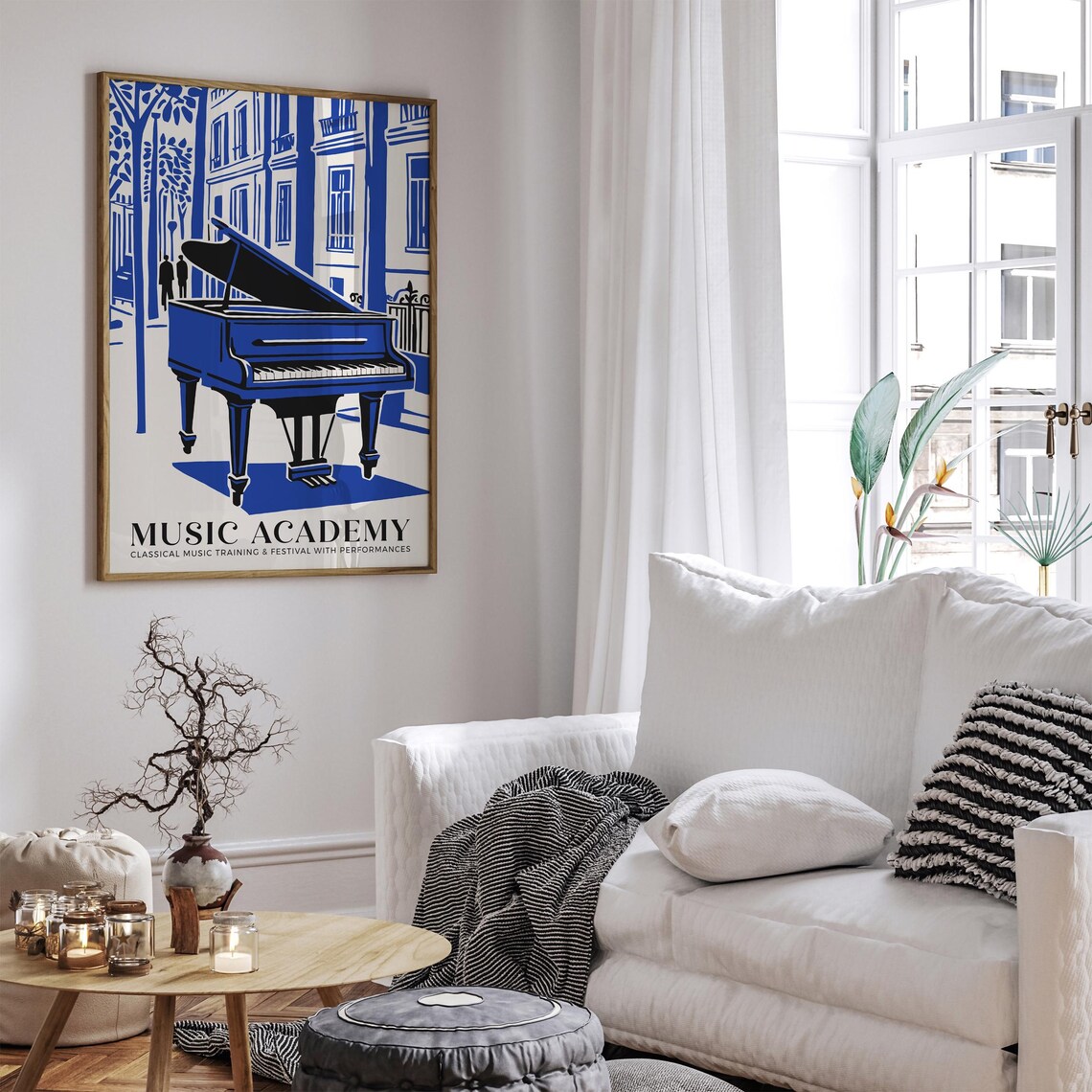 Music Academy Blue Grand Piano On European Street Art Poster - Image 6