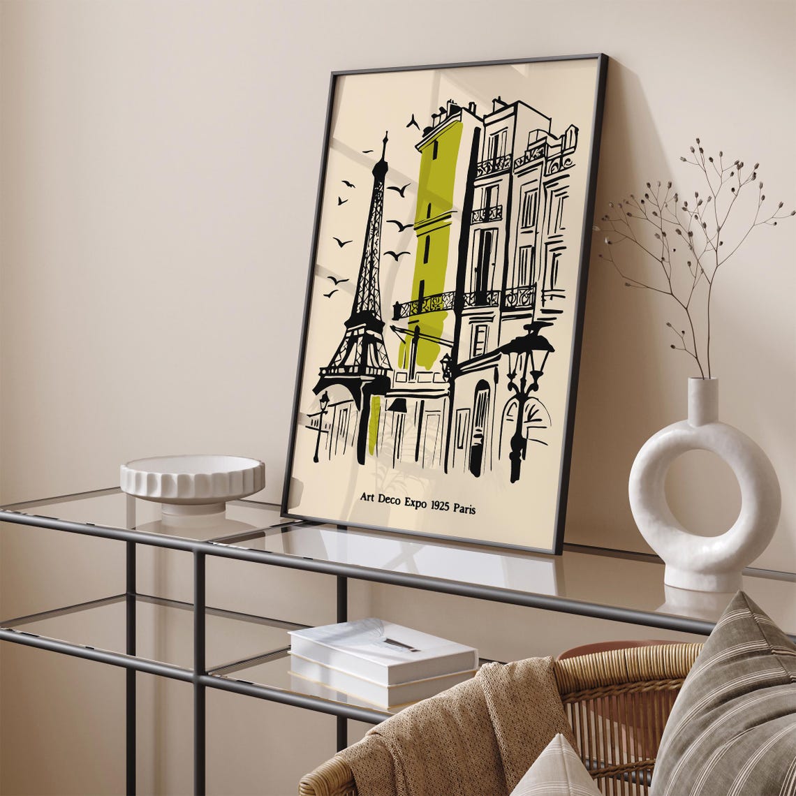 Art Deco Expo 1925 Paris Eiffel Tower Parisian Street Sketch Poster - Image 4