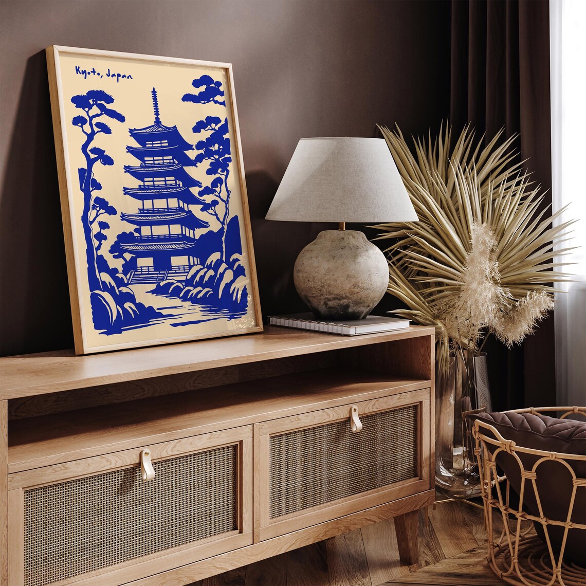 Kyoto Japan Blue Five-Story Pagoda Temple Zen Travel Art Poster - Image 5