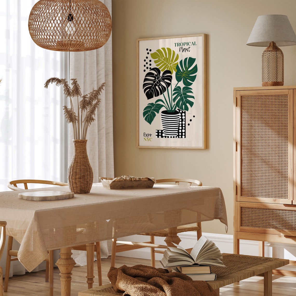 Lush Tropical Monstera Leaf Illustration Expo NYC Botanical Poster - Image 4