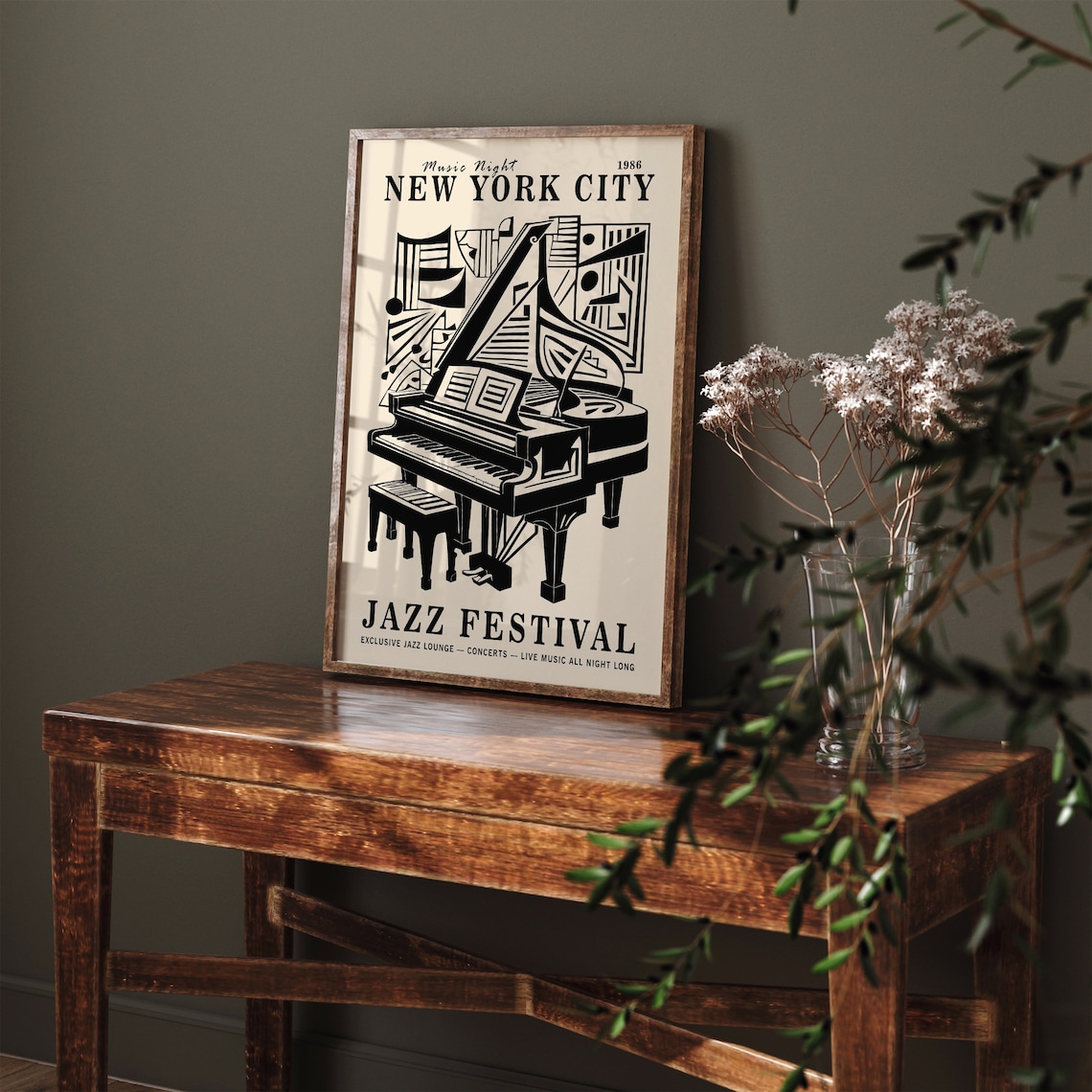 New York City 1986 Jazz Festival Grand Piano Vintage Music Poster - Image 4