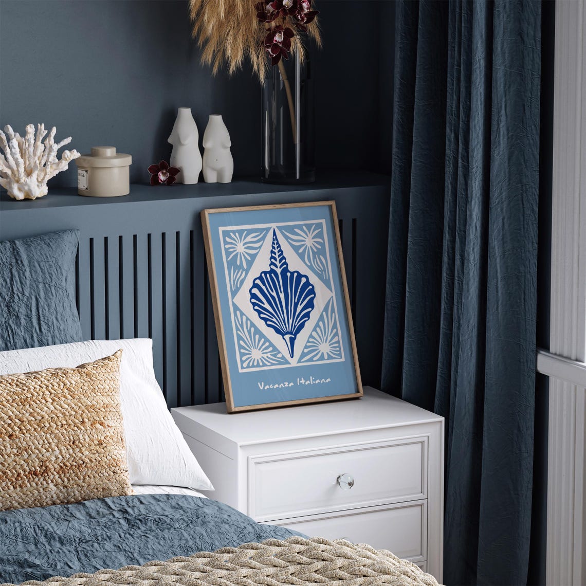 Vacanza Italiana Blue Seashell Poster with Italian Coastal Tile Art - Image 2