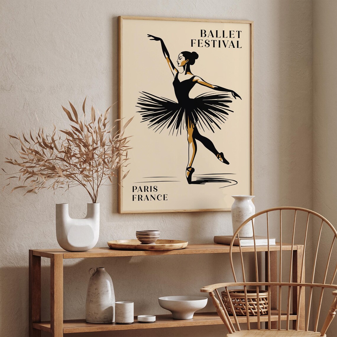 Ballet Festival Paris France Black Tutu Ballerina Silhouette Poster - Image 4