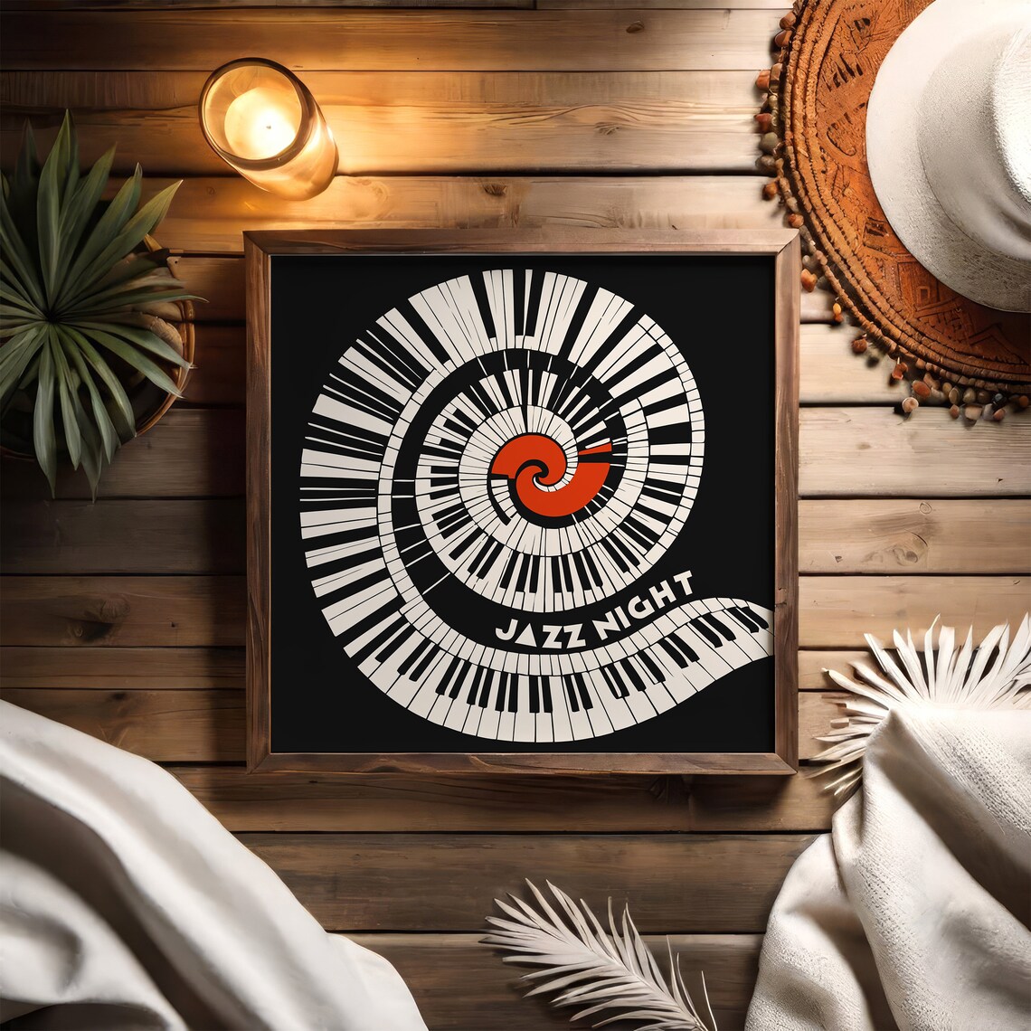 Jazz Night Spiral Piano Keyboard Bold Graphic Music Art Poster - Image 5
