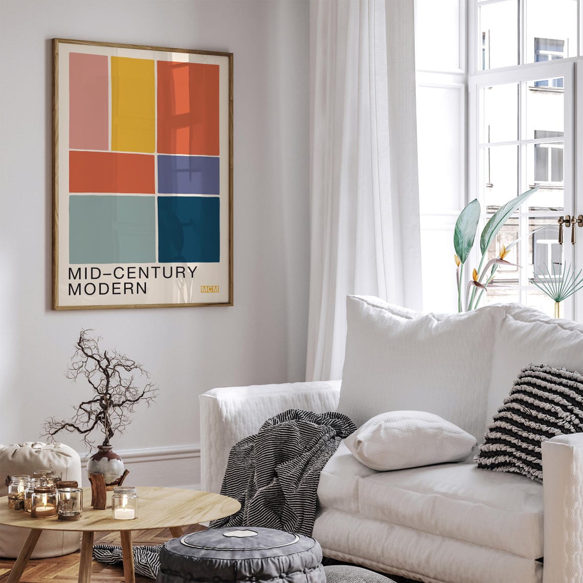 Classic Mid Century Modern Geometric Color Blocks MCM Poster - Image 5