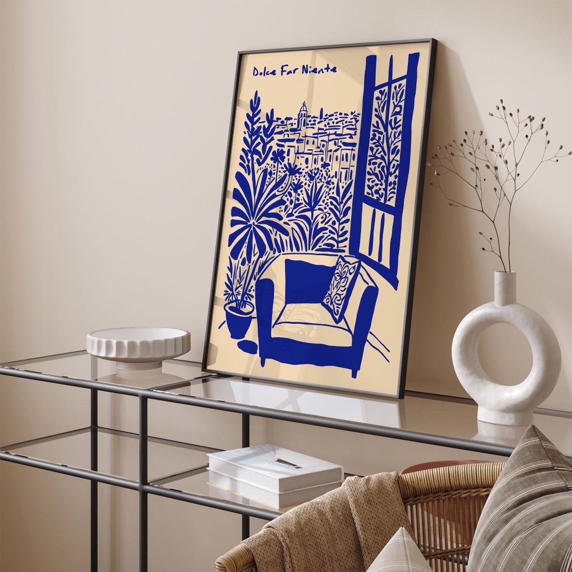Dolce Far Niente Italian Balcony View Blue Illustration Wall Art - Image 4