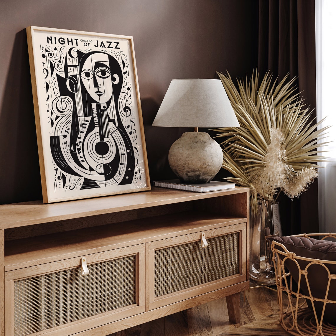 Retro Cubist Music Art Poster Vintage Jazz Music Festival Wall Art Night Of Jazz Picasso Inspired Art Music Lovers Gift Modern Home Art - Image 3