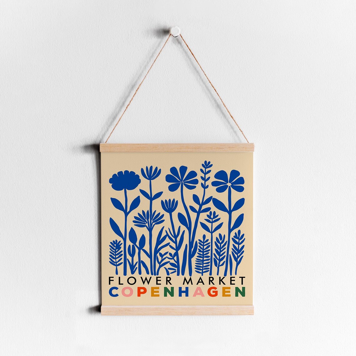 Copenhagen Flower Market Blue Floral Scandinavian Retro Poster - Image 4