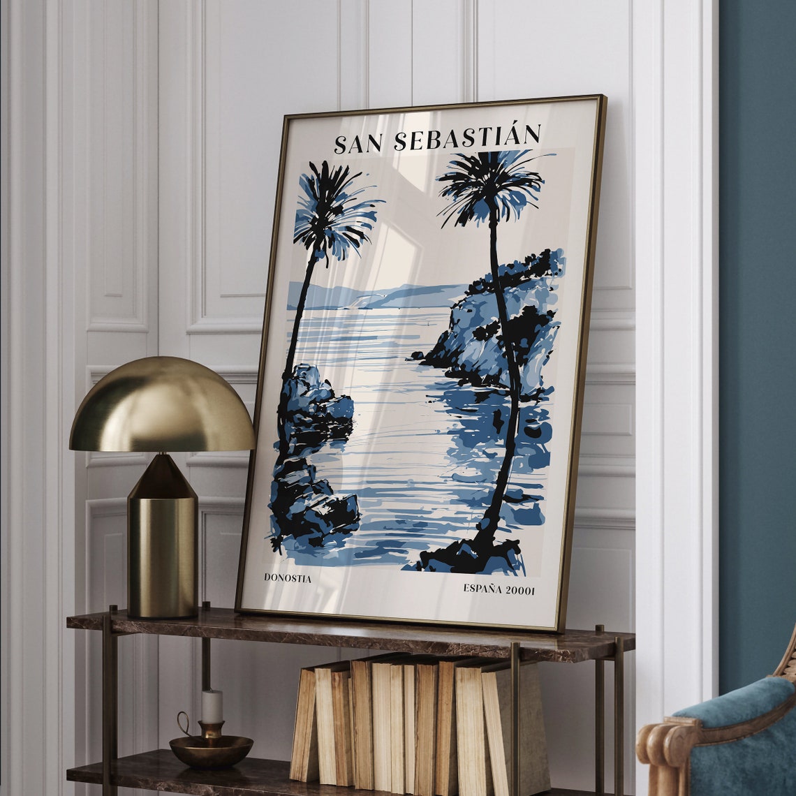 San Sebastián Spain Coastal Poster with Palms and Rocky Cove - Image 4