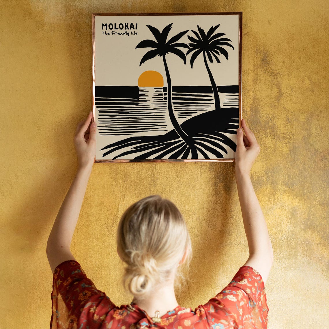 Molokai The Friendly Isle Sunset Palm Beach Square Art Poster - Image 5