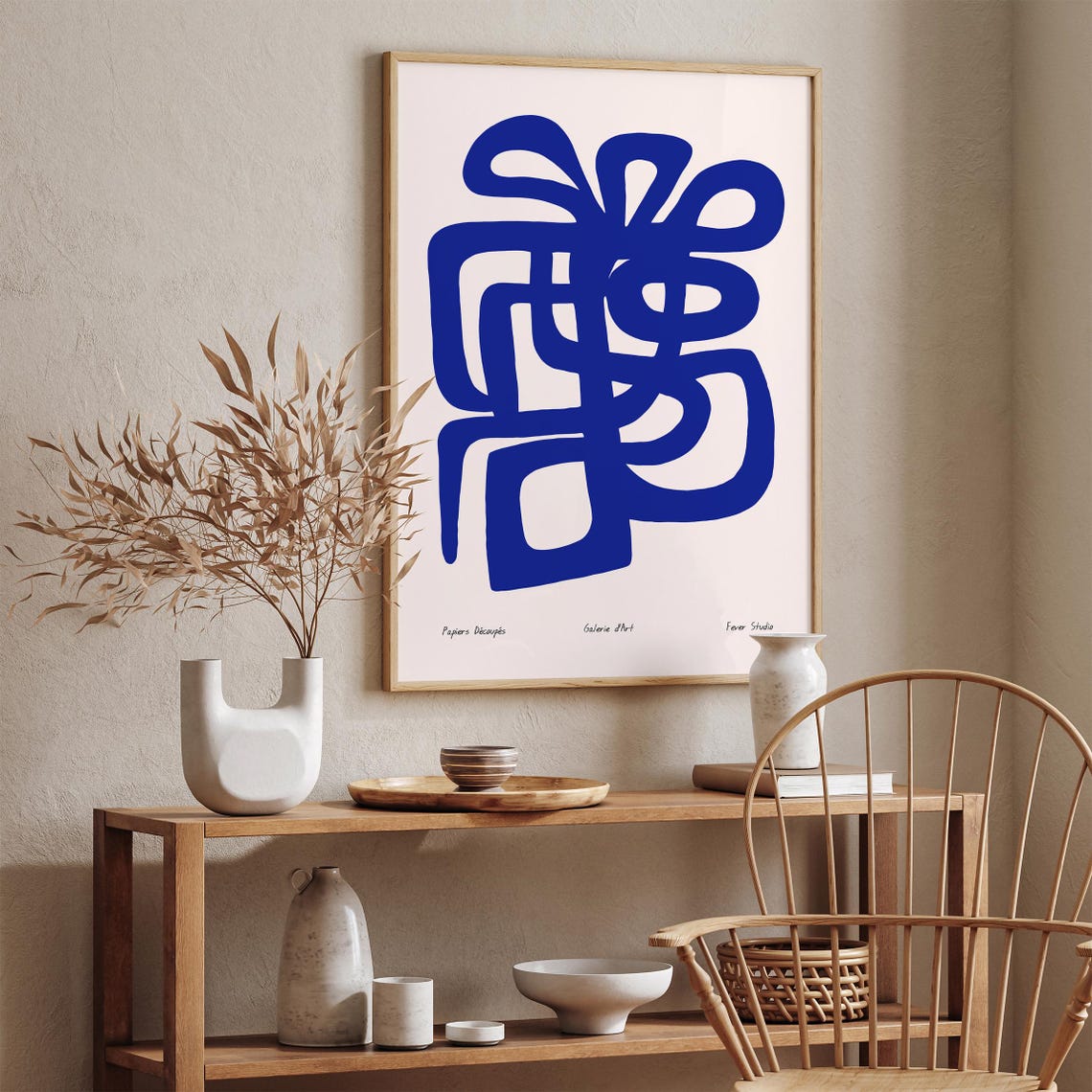 Modern Bold Blue Line Abstract Papiers Decoupes Gallery Poster - Image 2